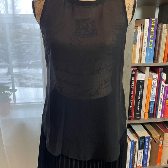 Banana Republic black sheer tunic top with pleated back - Picture 2 of 6